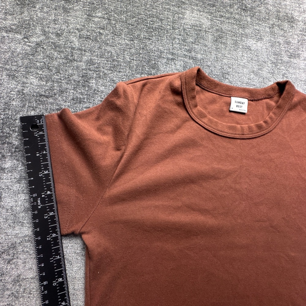 Sunday Best Aritzia Cropped Tee Shirt Womens Medium Brown Short Sleeve Crew Neck - Picture 12 of 16